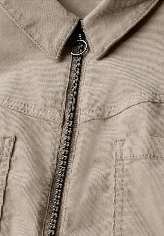 Cordkleid mit Zipper morning beige