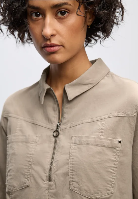 Cordkleid mit Zipper morning beige