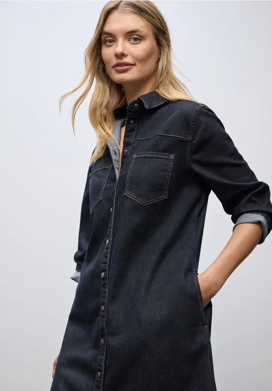 Denim Kleid im Rinsed-Look Rinse Blue washed