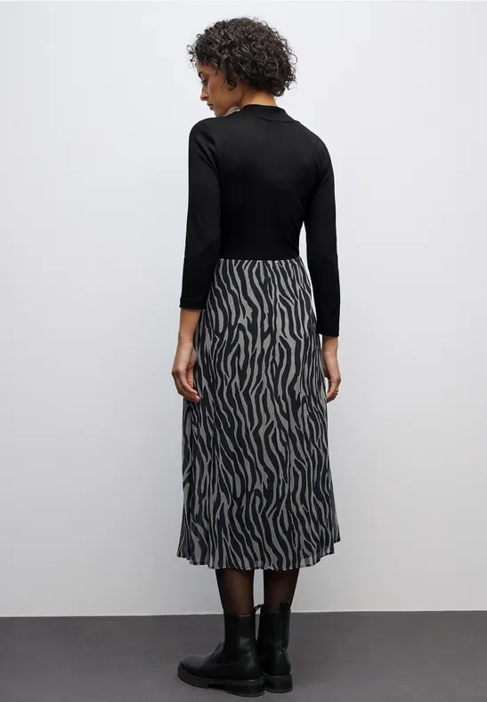 Plissée Chiffon Kleid Black