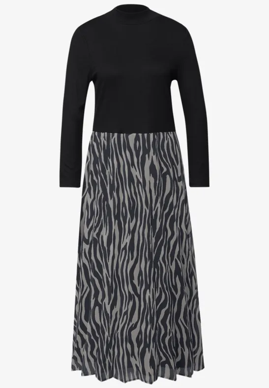 Plissée Chiffon Kleid Black
