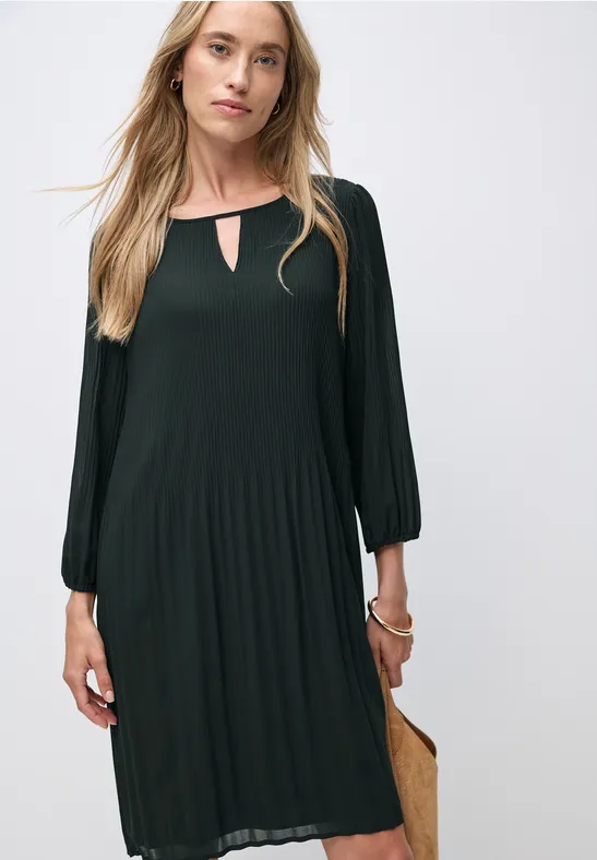 Plissée Tunika-Kleid evernight green