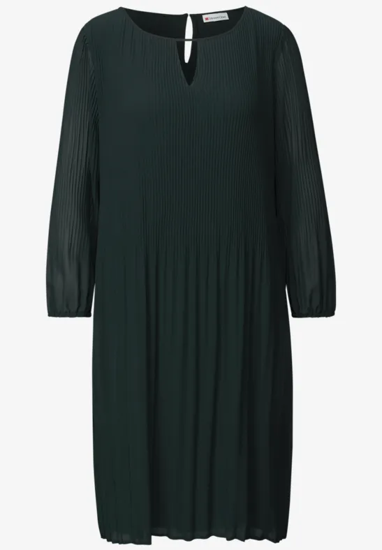 Plissée Tunika-Kleid evernight green