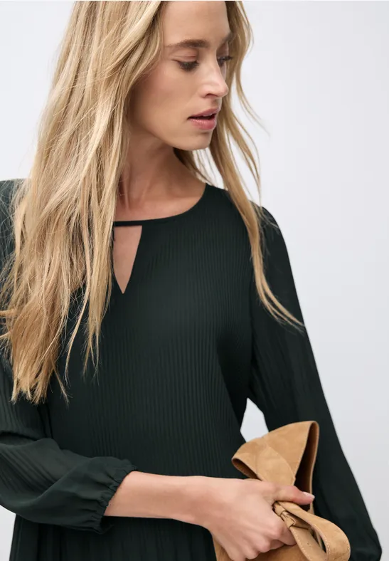 Plissée Tunika-Kleid evernight green