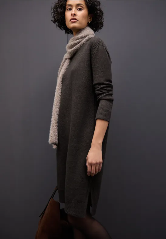 Midi Strickkleid darkest brown mel.