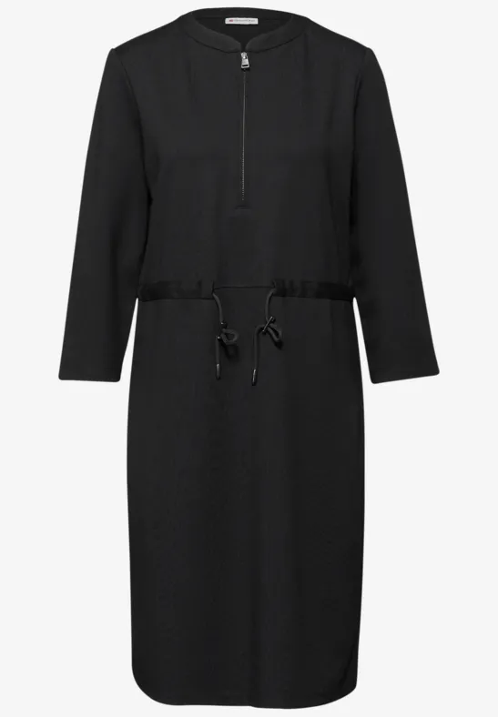 Jersey-Kleid mit Zipper Black