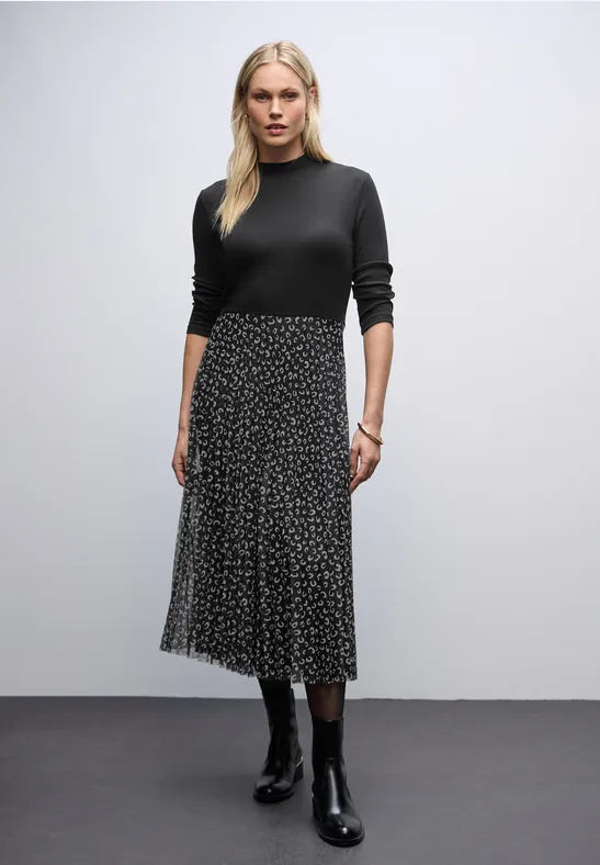 Kleid mit Plissée-Rock Black
