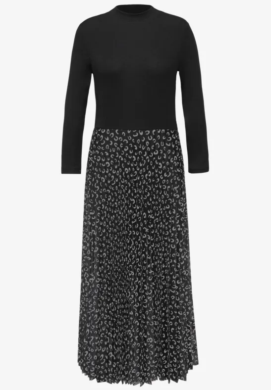 Kleid mit Plissée-Rock Black