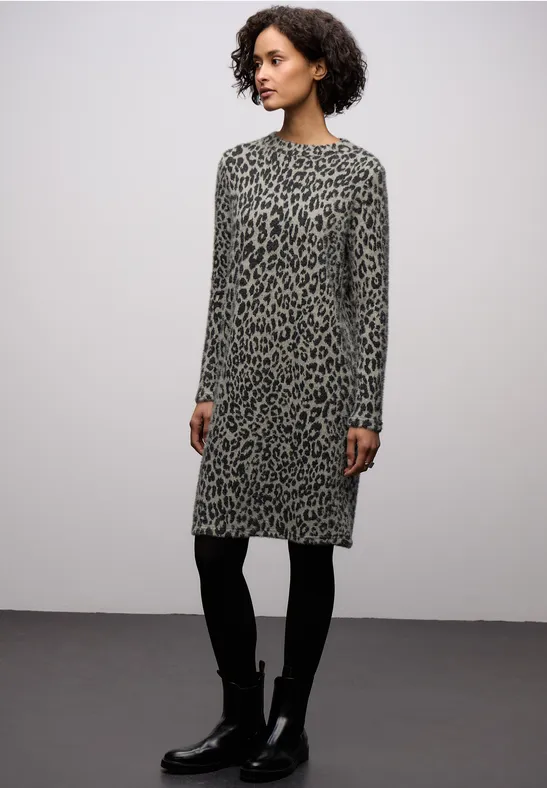 Gemustertes T-Shirtkleid soft beige