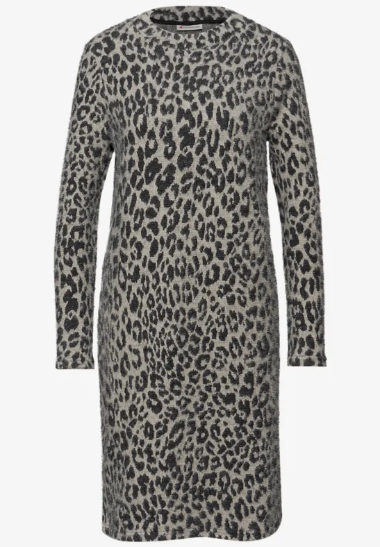 Gemustertes T-Shirtkleid soft beige