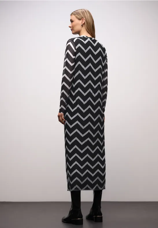 Jurk met plooien van mesh Black