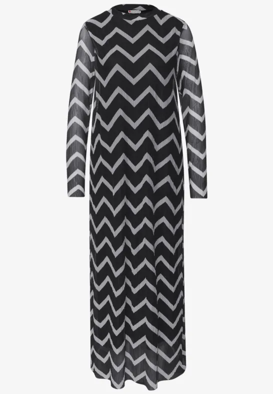 Jurk met plooien van mesh Black