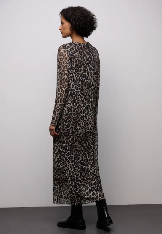 Mesh-Plissée Kleid mocha glow