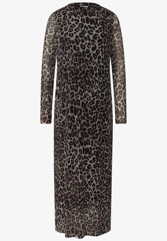 Mesh-Plissée Kleid mocha glow