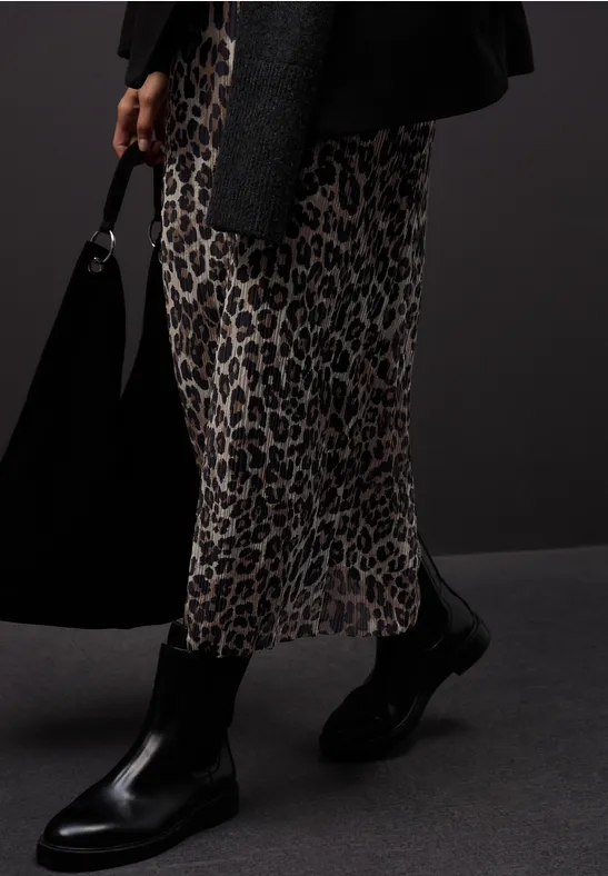 Mesh-Plissée Kleid mocha glow