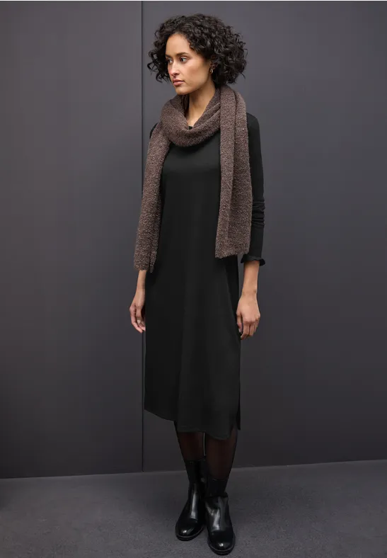 Midi-Kleid in Rippstruktur Black