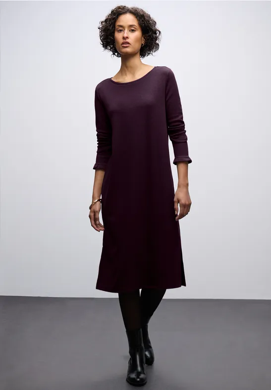 Midi-Kleid in Rippstruktur jazz berry