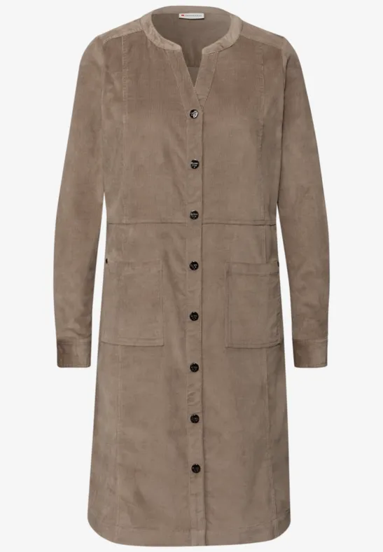 Cordkleid in Unifarbe light terra mocha
