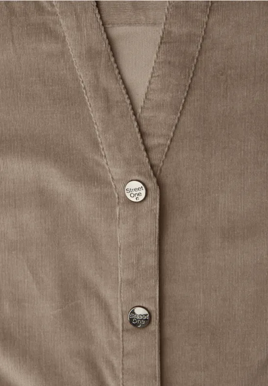 Cordkleid in Unifarbe light terra mocha