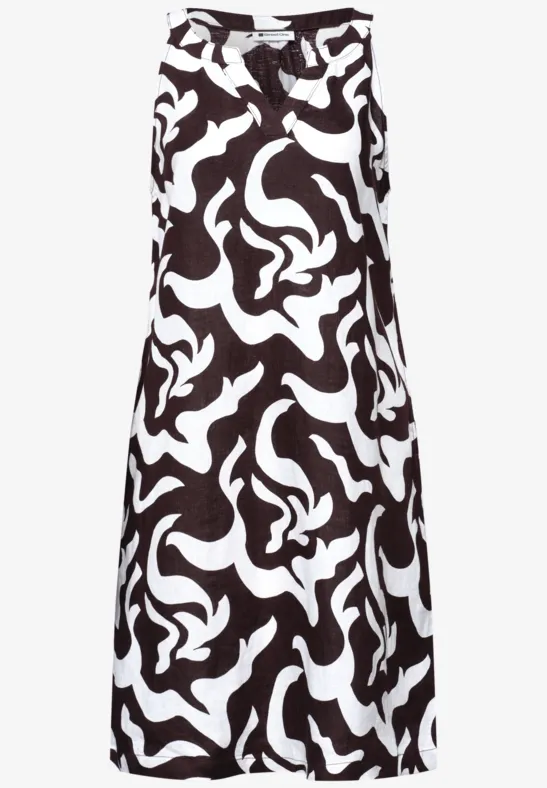 Langer Maxirock in Weiß mit schwarzem abstraktem Muster