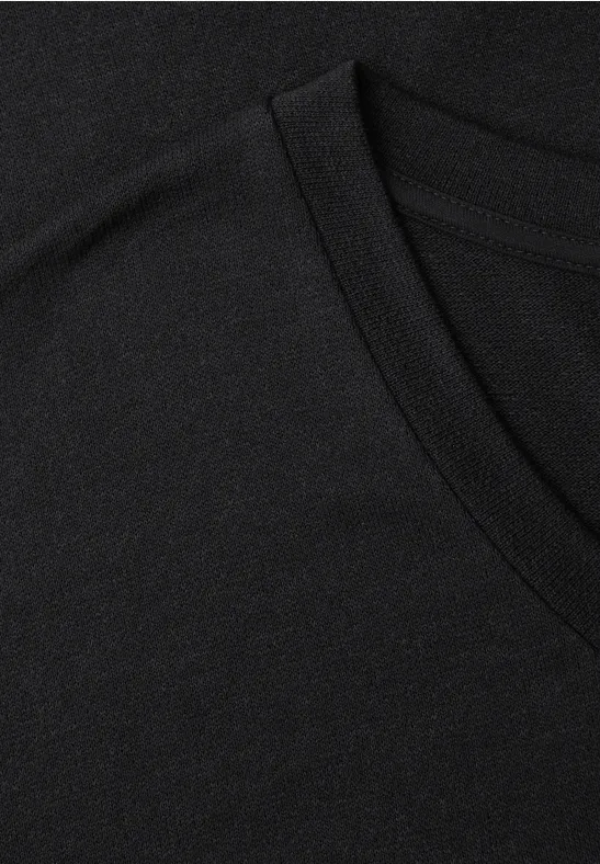 Robe midi avec col en V au look tricoté Black