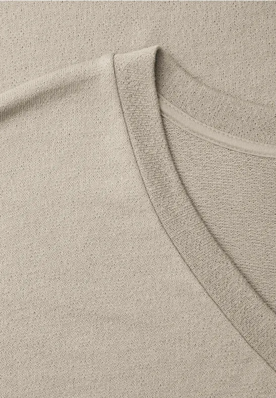 Robe midi avec col en V au look tricoté timeless beige