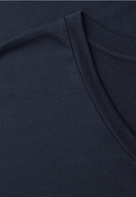 Robe midi avec col en V au look tricoté shadowed navy