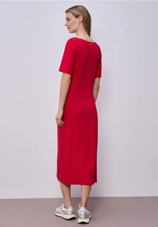 Robe midi avec détail de nœuds salsa red