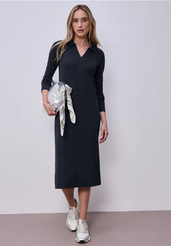 Midi-Kleid mit seitlichen Schlitzen shadowed navy