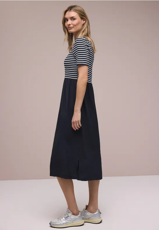 Midi-Kleid mit Strukturmix shadowed navy