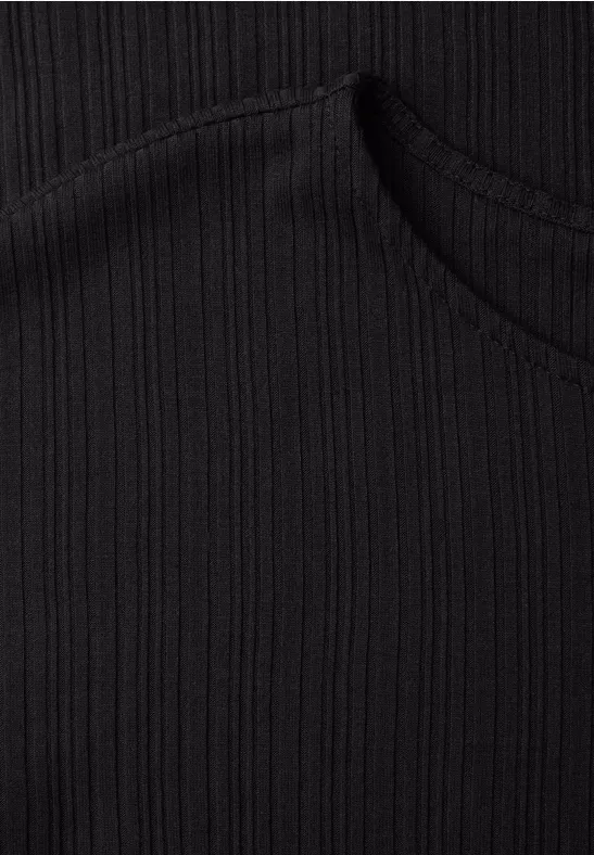 Sukienka midi z dżerseju o strukturze w prążki Black