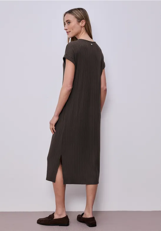 Midi-Kleid aus Jersey in Rippstruktur espresso brown