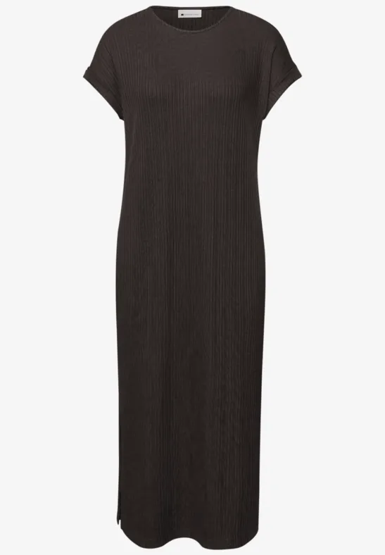 Midi-Kleid aus Jersey in Rippstruktur espresso brown