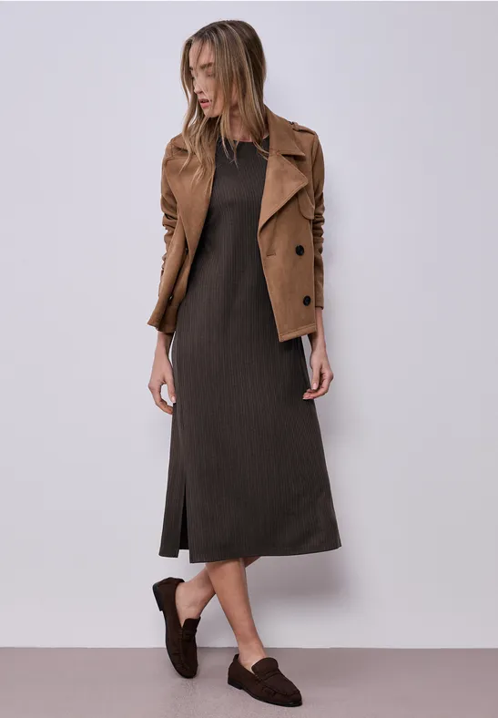 Midi-Kleid aus Jersey in Rippstruktur espresso brown