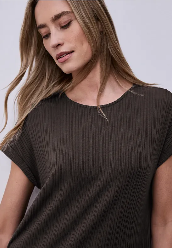 Midi-Kleid aus Jersey in Rippstruktur espresso brown