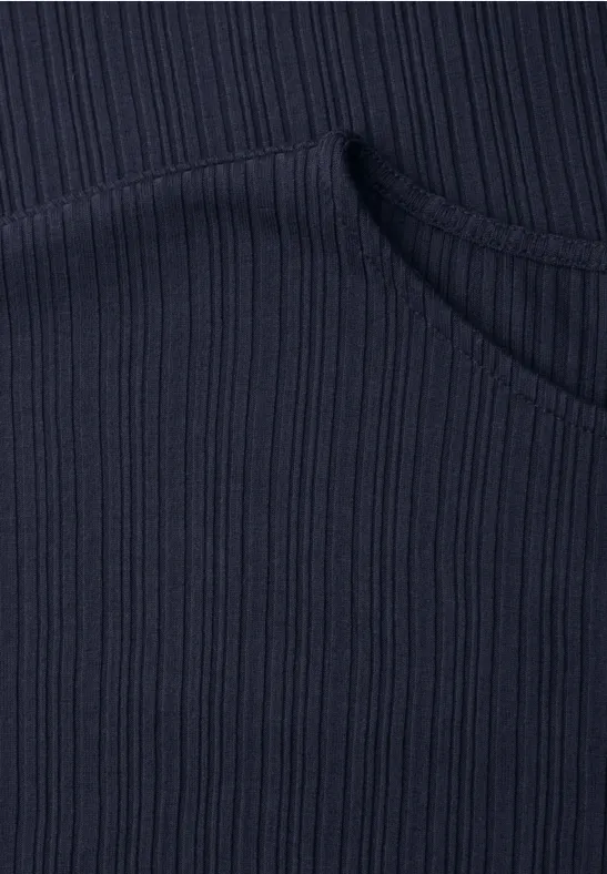 Sukienka midi z dżerseju o strukturze w prążki shadowed navy