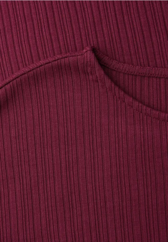 Midi-Kleid aus Jersey in Rippstruktur truffle red