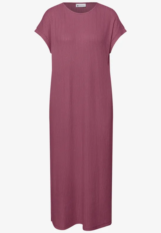 Sukienka midi z dżerseju o strukturze w prążki dark clouded blush