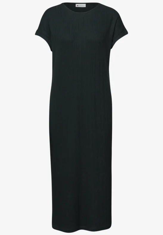 Sukienka midi z dżerseju o strukturze w prążki deep bound green