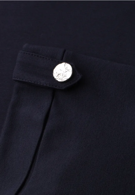 Midi-Kleid mit Rundhals und Knöpfen shadowed navy