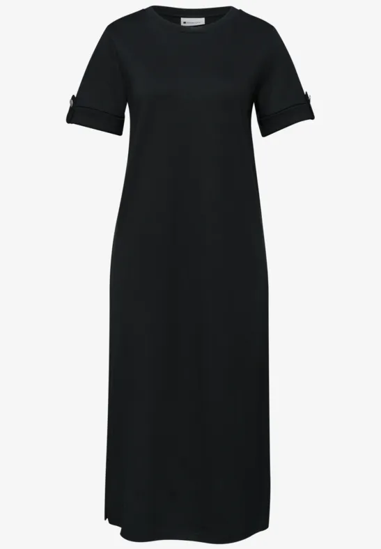 Midi-Kleid mit Rundhals und Knöpfen deep bound green