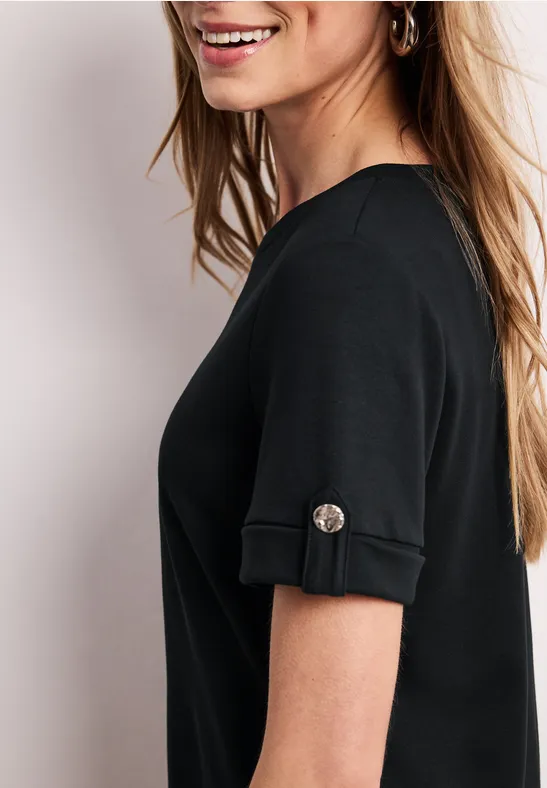 Midi-Kleid mit Rundhals und Knöpfen deep bound green