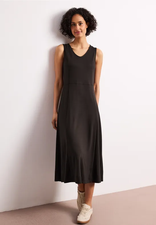 Midi-Kleid ohne Ärmel in Unifarbe espresso brown