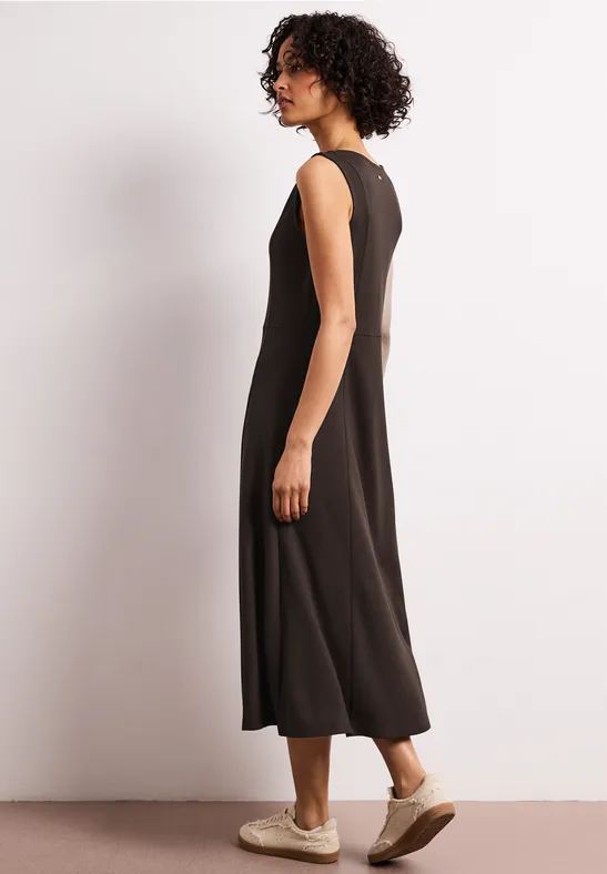 Midi-Kleid ohne Ärmel in Unifarbe espresso brown