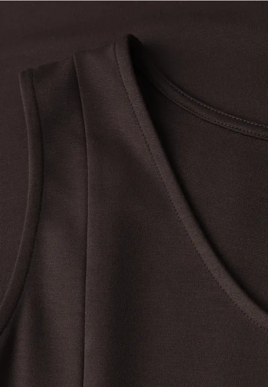 Midi-Kleid ohne Ärmel in Unifarbe espresso brown