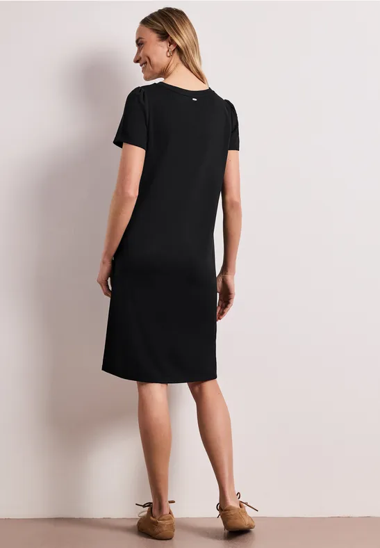 Robe au genou avec manches bouffantes Black