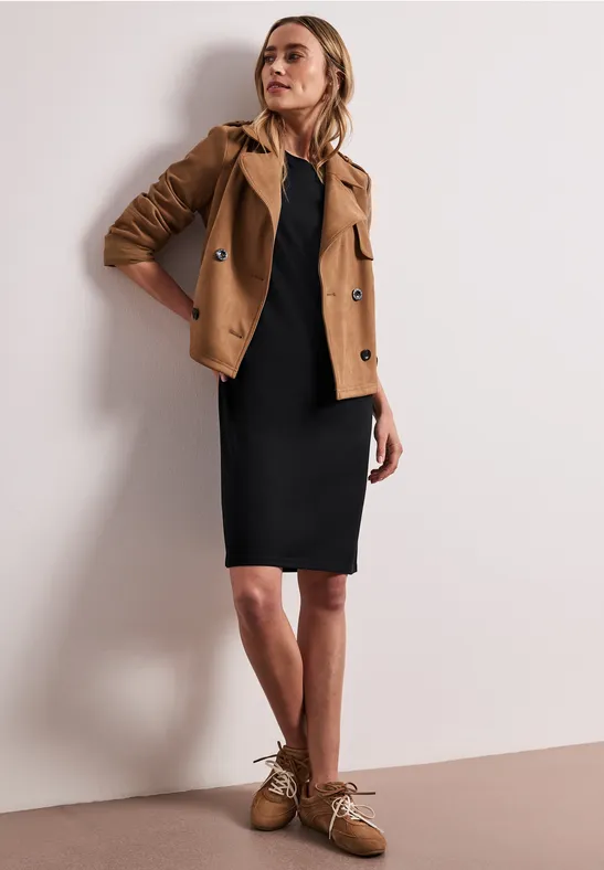 Robe au genou avec manches bouffantes Black