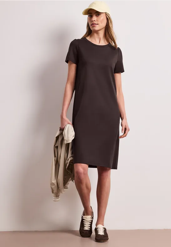 Robe au genou avec manches bouffantes espresso brown