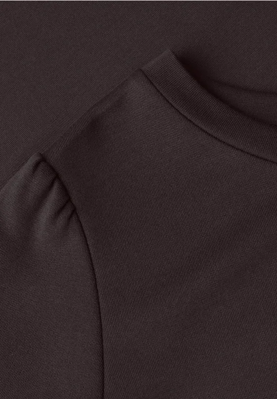 Robe au genou avec manches bouffantes espresso brown