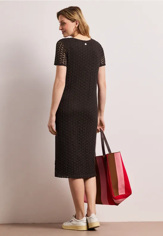 Midi-Kleid aus Spitze in Unifarbe espresso brown